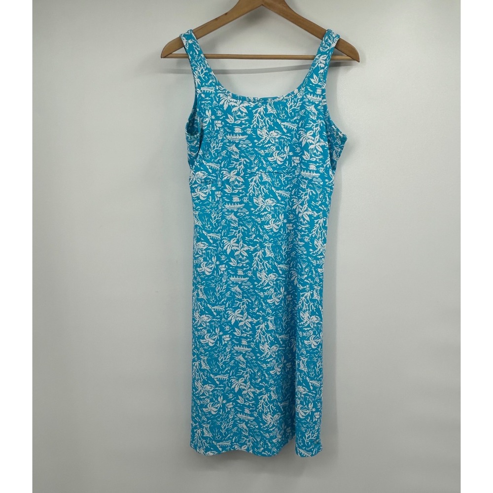 Columbia PFG Freezer III Sleeveless Dress Teal Tropical Floral FL5039 Size M